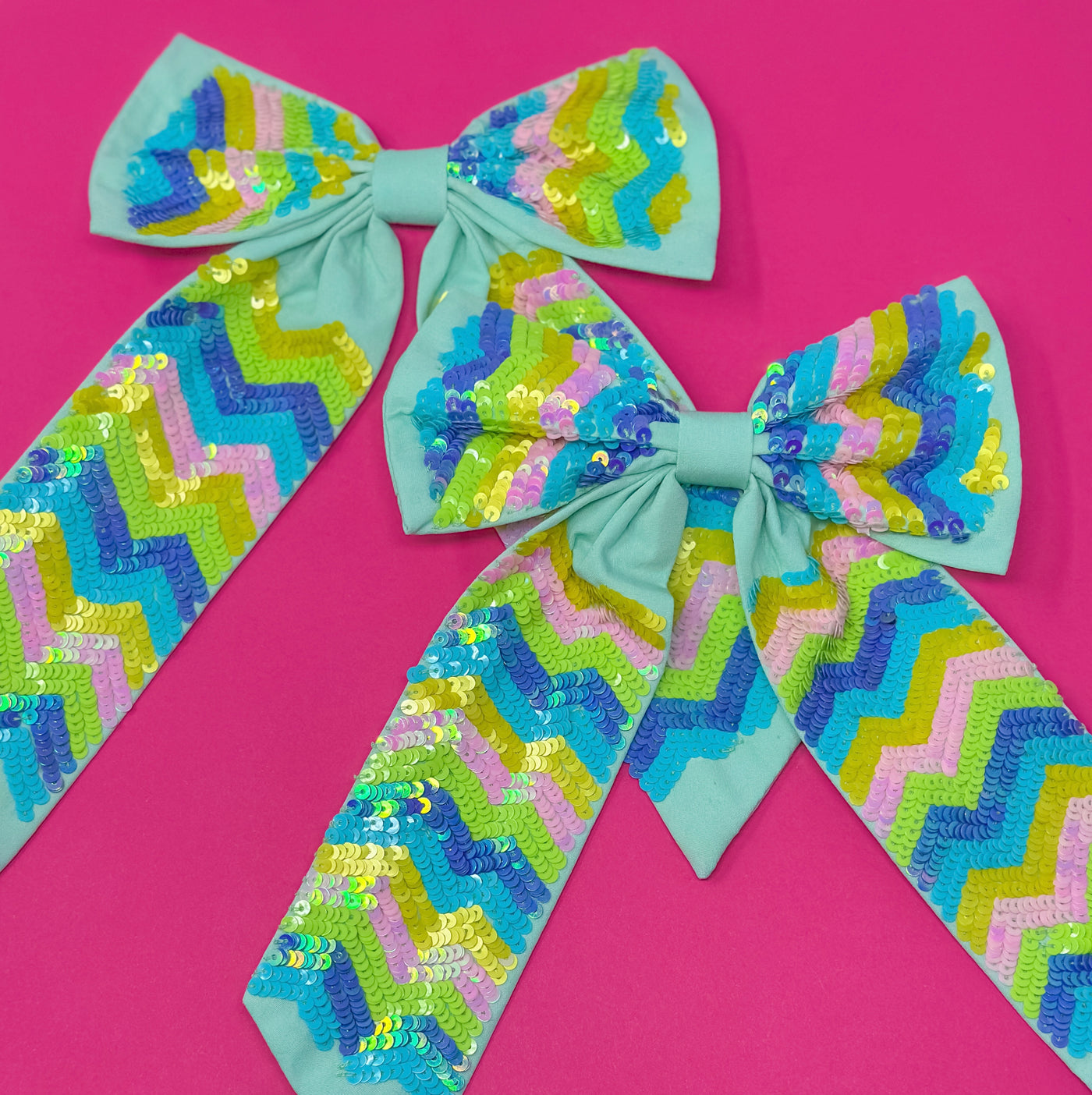 Bow - Sequin Chevron - Mint