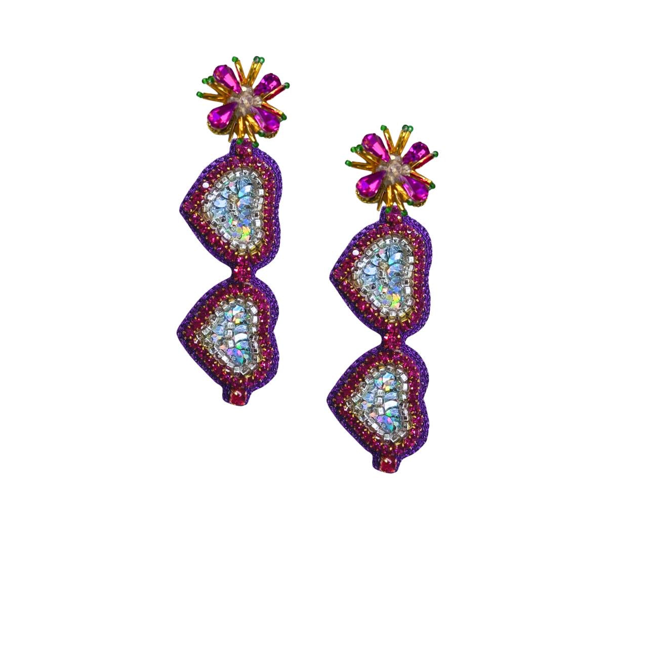 Mardi Gras Earrings - Iris Sunglasses