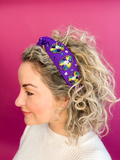 Headband Knot - Mardi Gras - King Cake