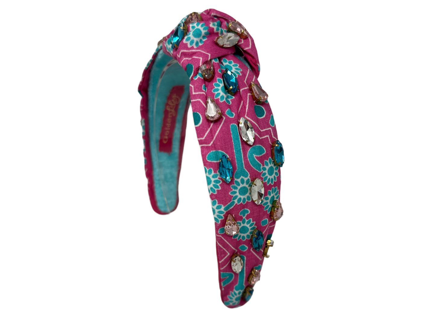 Headband Knot - Rhinestone Knot - Pattern Pink