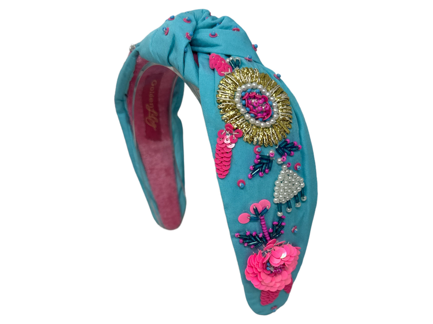 Headband Knot - Turquoise and Floral Bead Design