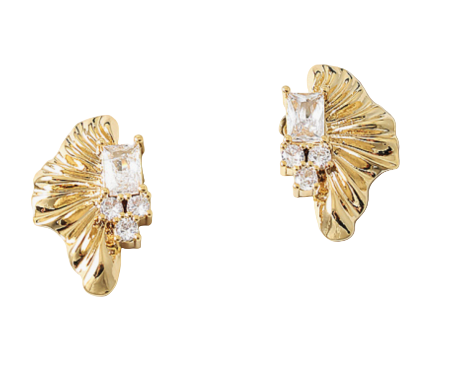 Michelle Rhinestone Gold Stud 