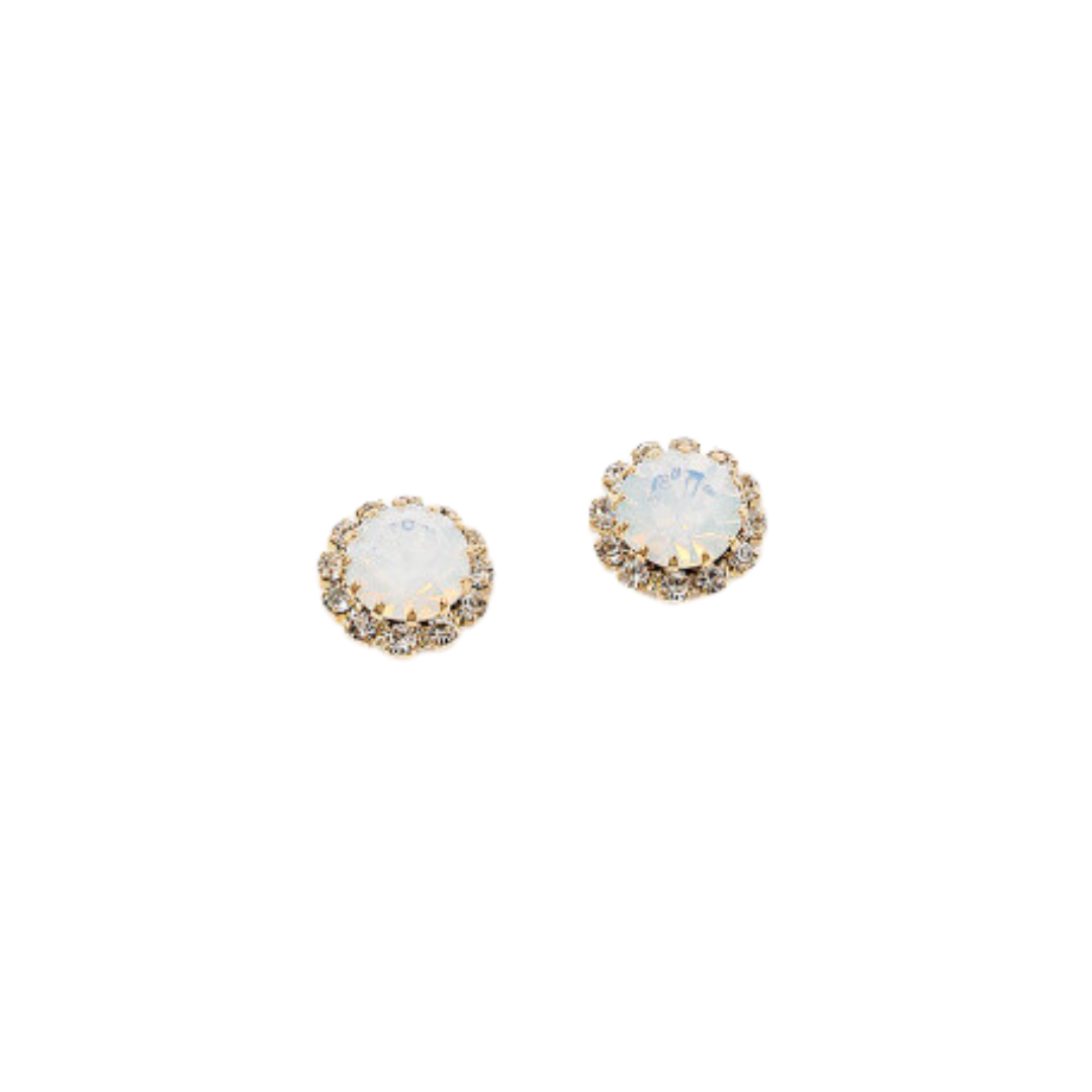 Opal and Rhinestone Stud Earrings