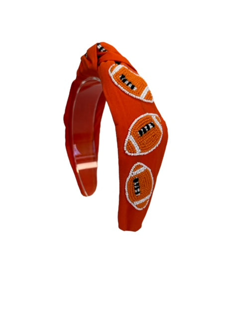 Headband Knot -Football - Orange and White
