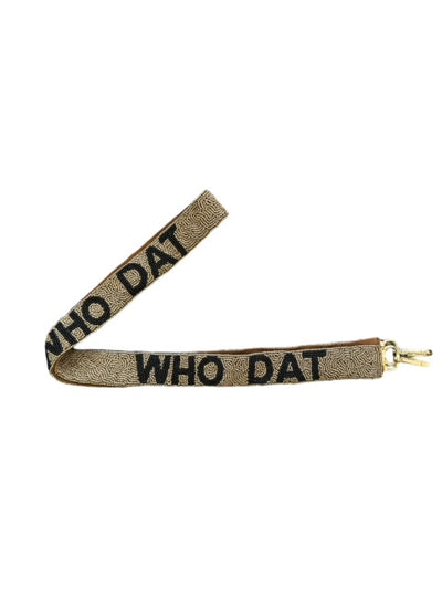 Seed Bead Bag Strap - Who Dat (Gold and Black)