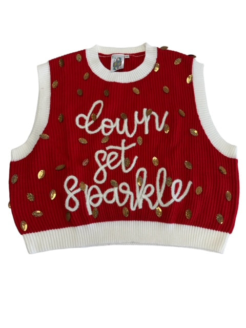 Queen of Sparkles - Down, Set, Sparkle Vest - Red and White