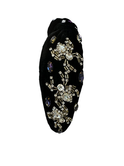 Headband Knot - Rhinestone Spider - Velvet