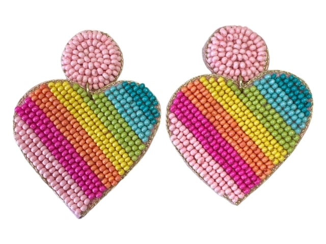 Heart Rainbow Stripe Earrings