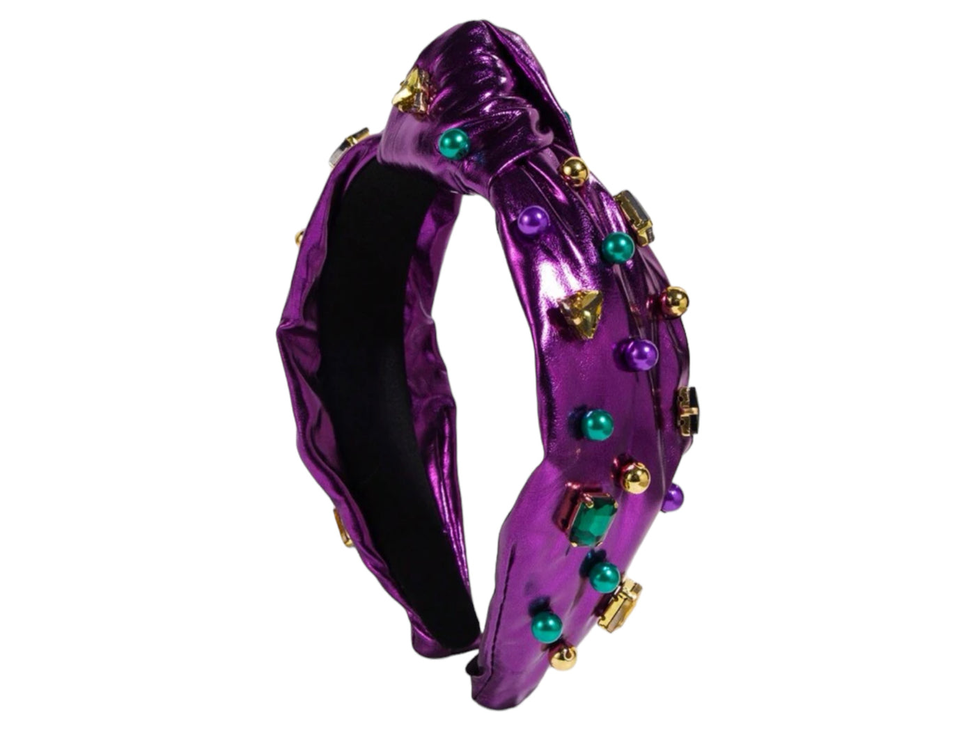 Mardi Gras Headband - Purple Leather with Rhinestone
