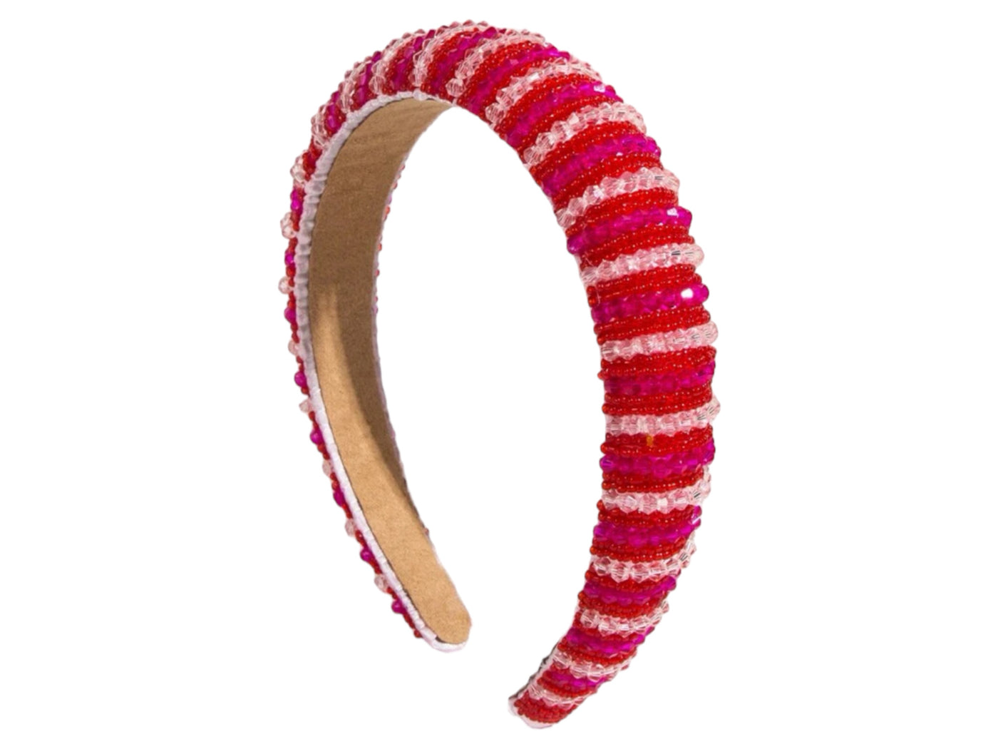 Solid Headband - Beaded - Pink and Red