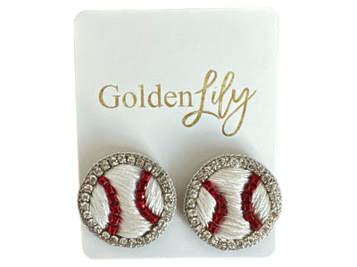 Fancy Baseball Stud Earrings