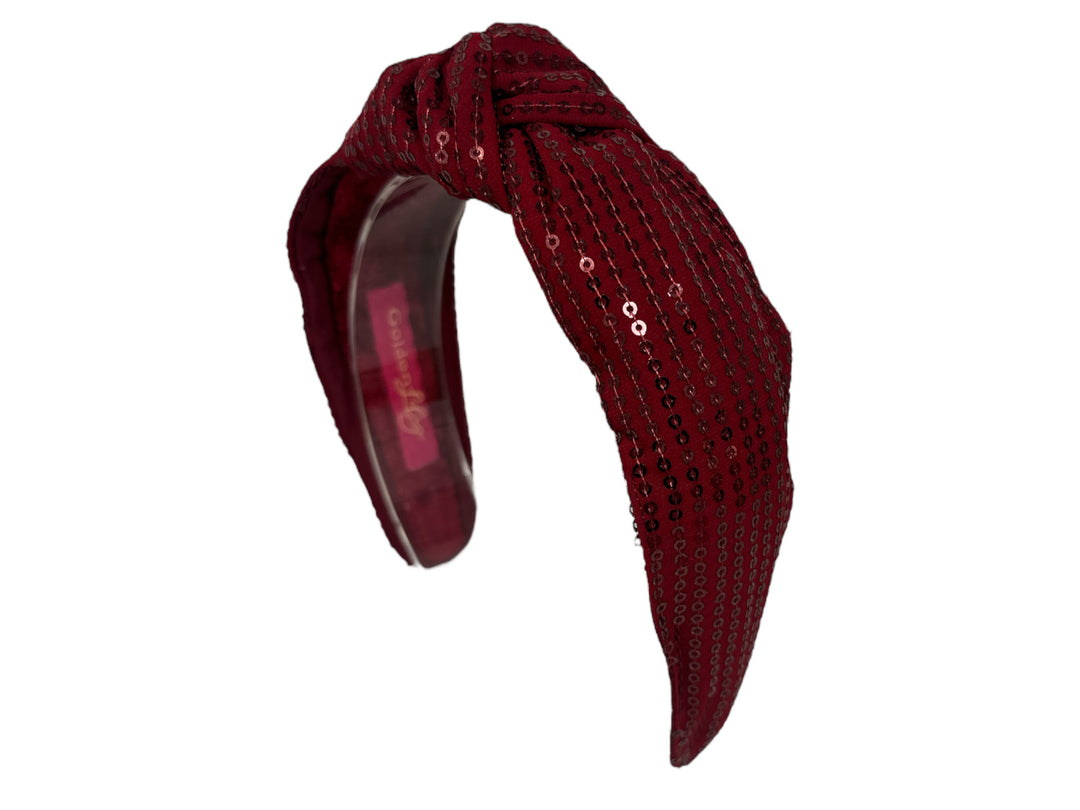 Headband Knot - Sequin - Maroon – Golden Lily display picture 3