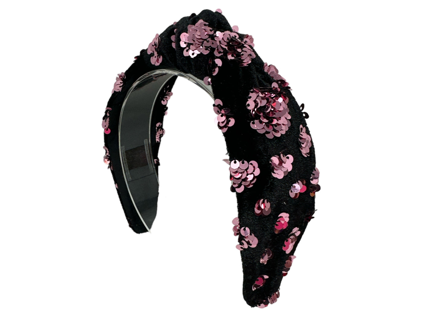 Headband Knot - Velvet and Pink Sequin Dot
