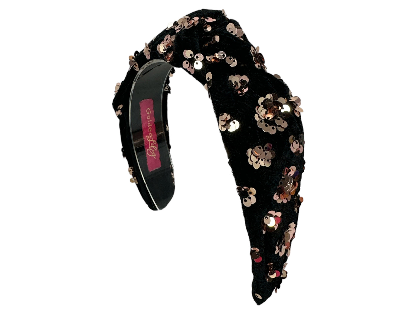 Headband Knot - Velvet and Rose Gold Sequin Dot