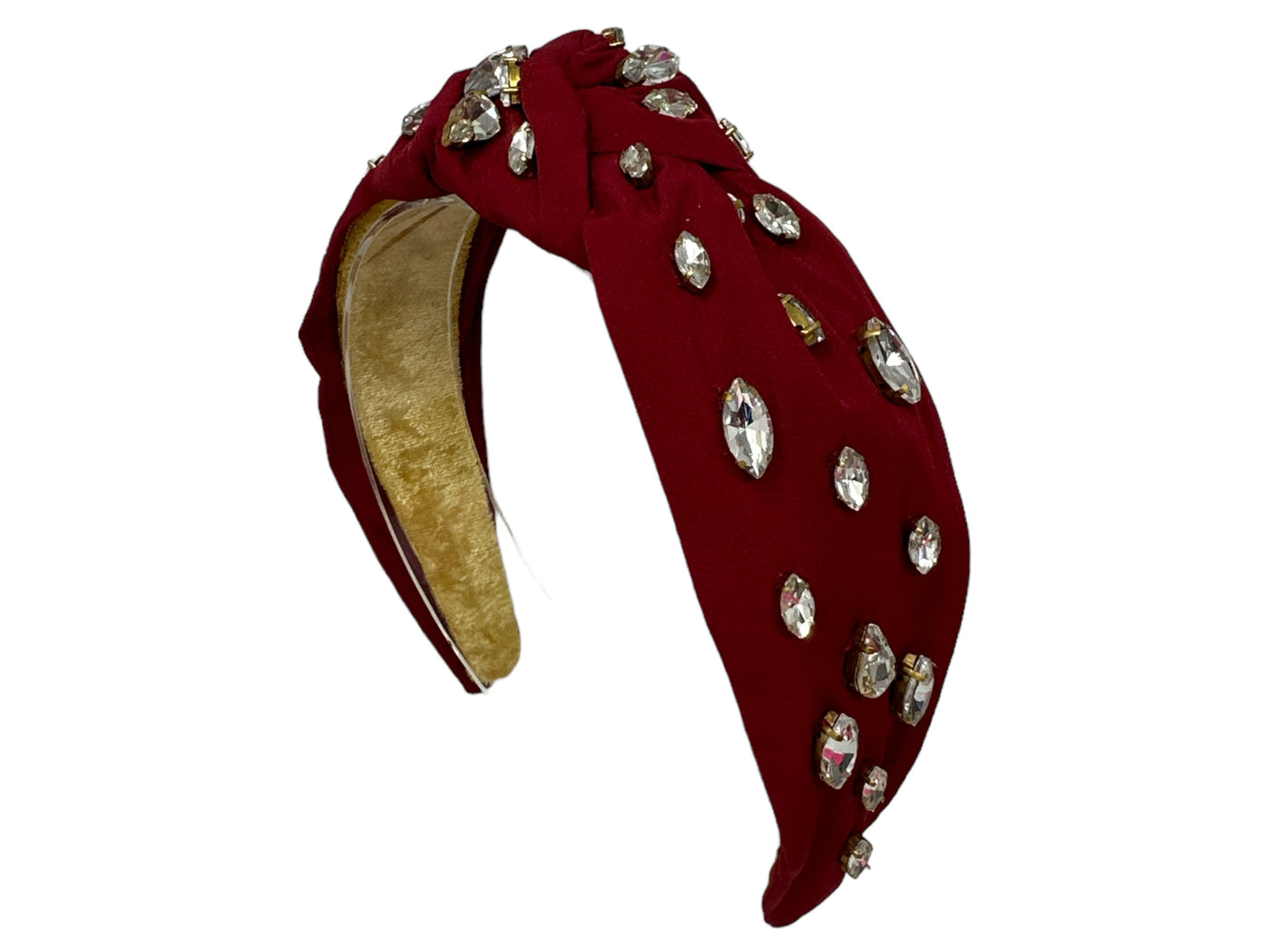 Headband Rhinestone Knot - Maroon and Clear