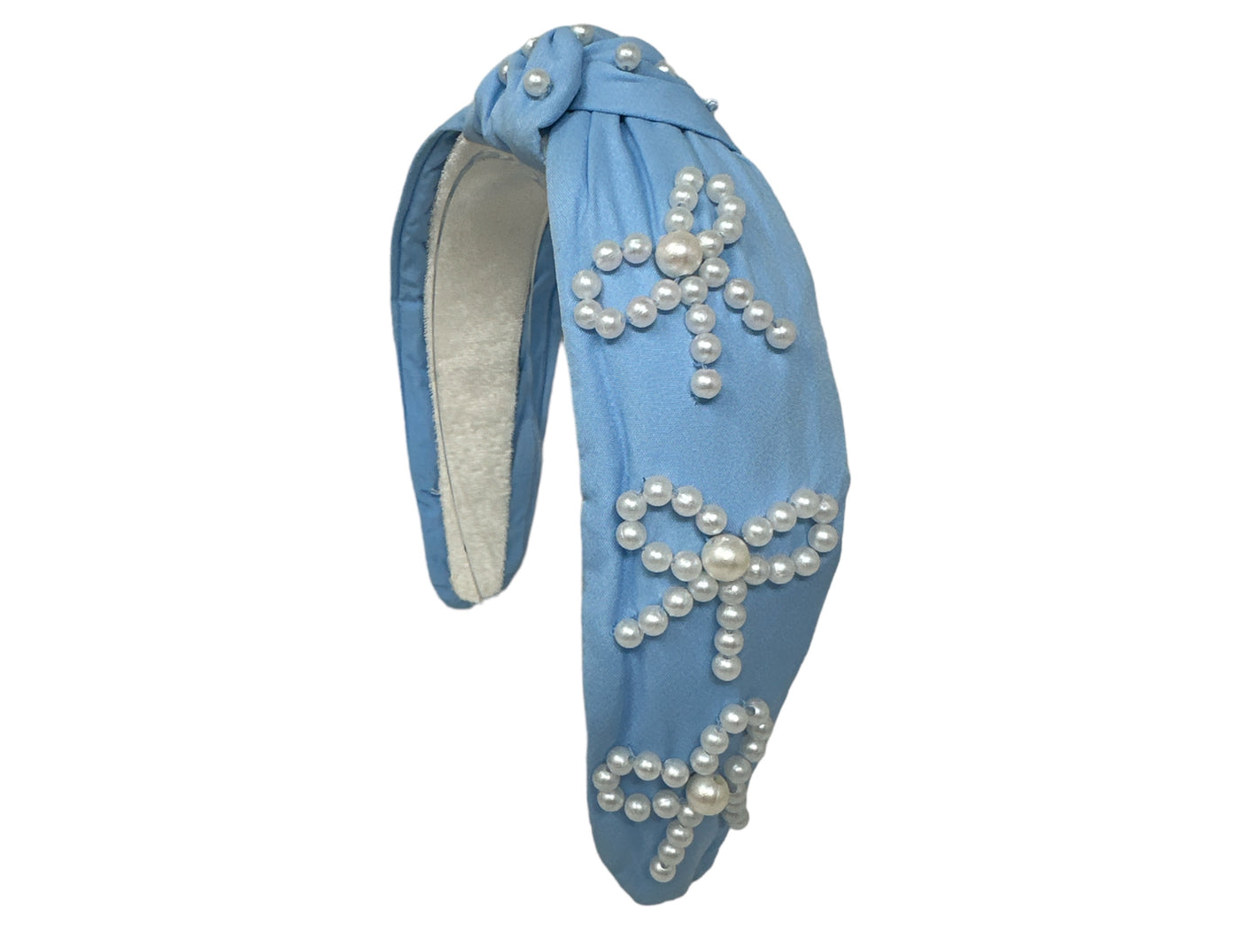 Headband Knot - Pearl Bow - Columbia Blue