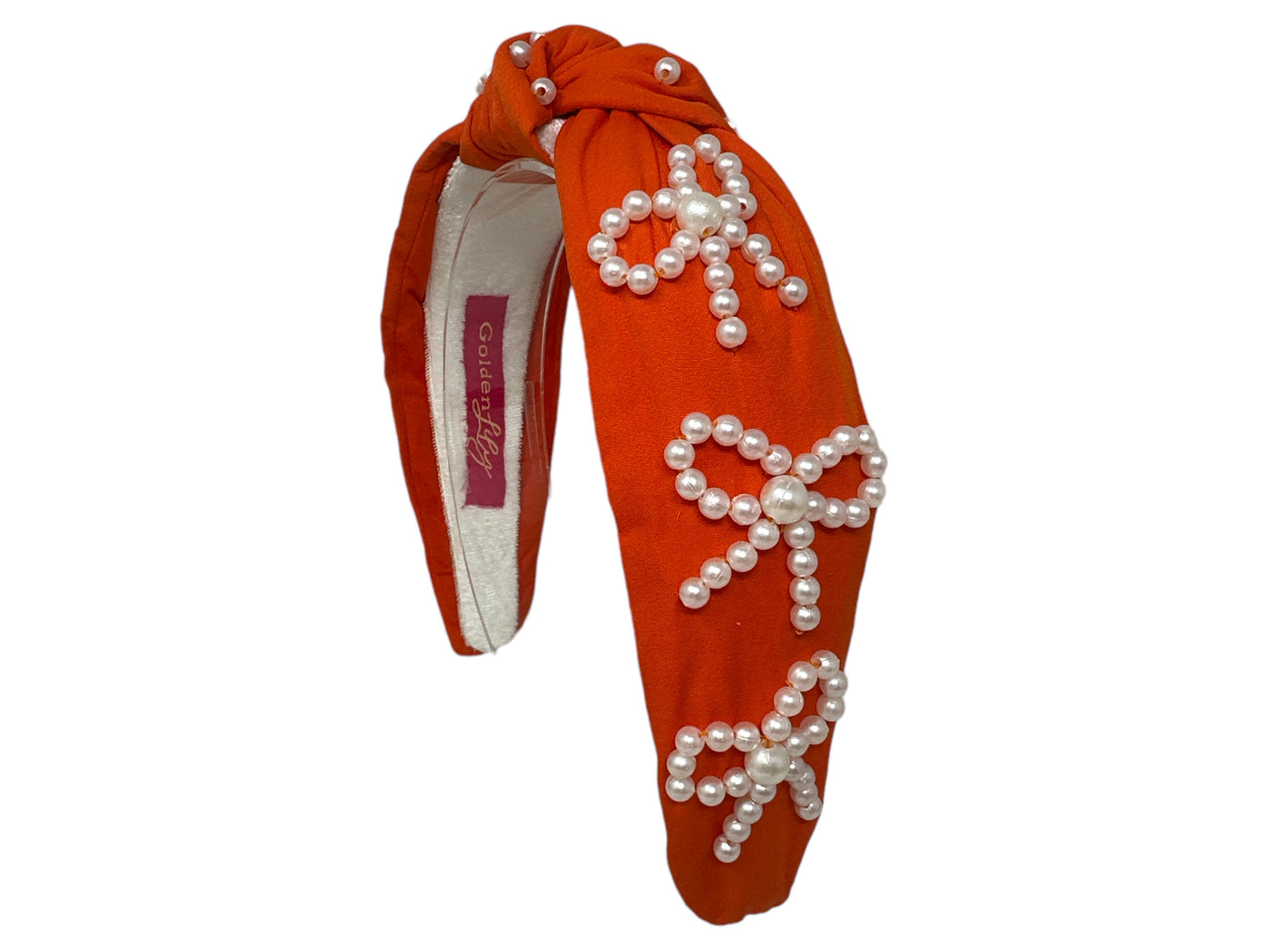 Headband Knot - Pearl Bow - Orange