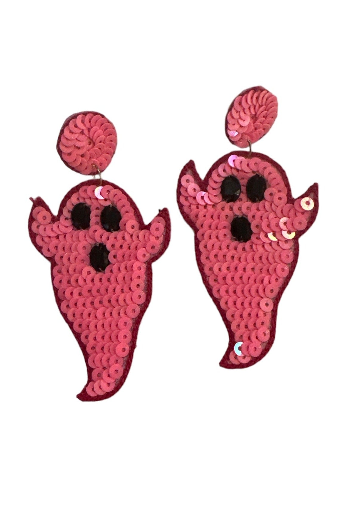 Sequin Ghost Earrings - Pink