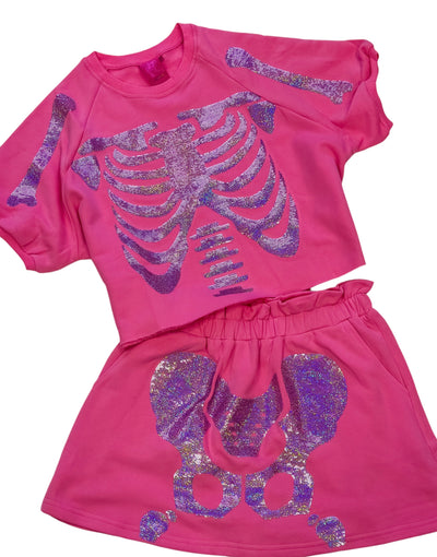 Queen of Sparkles - Pink Skeleton Skort