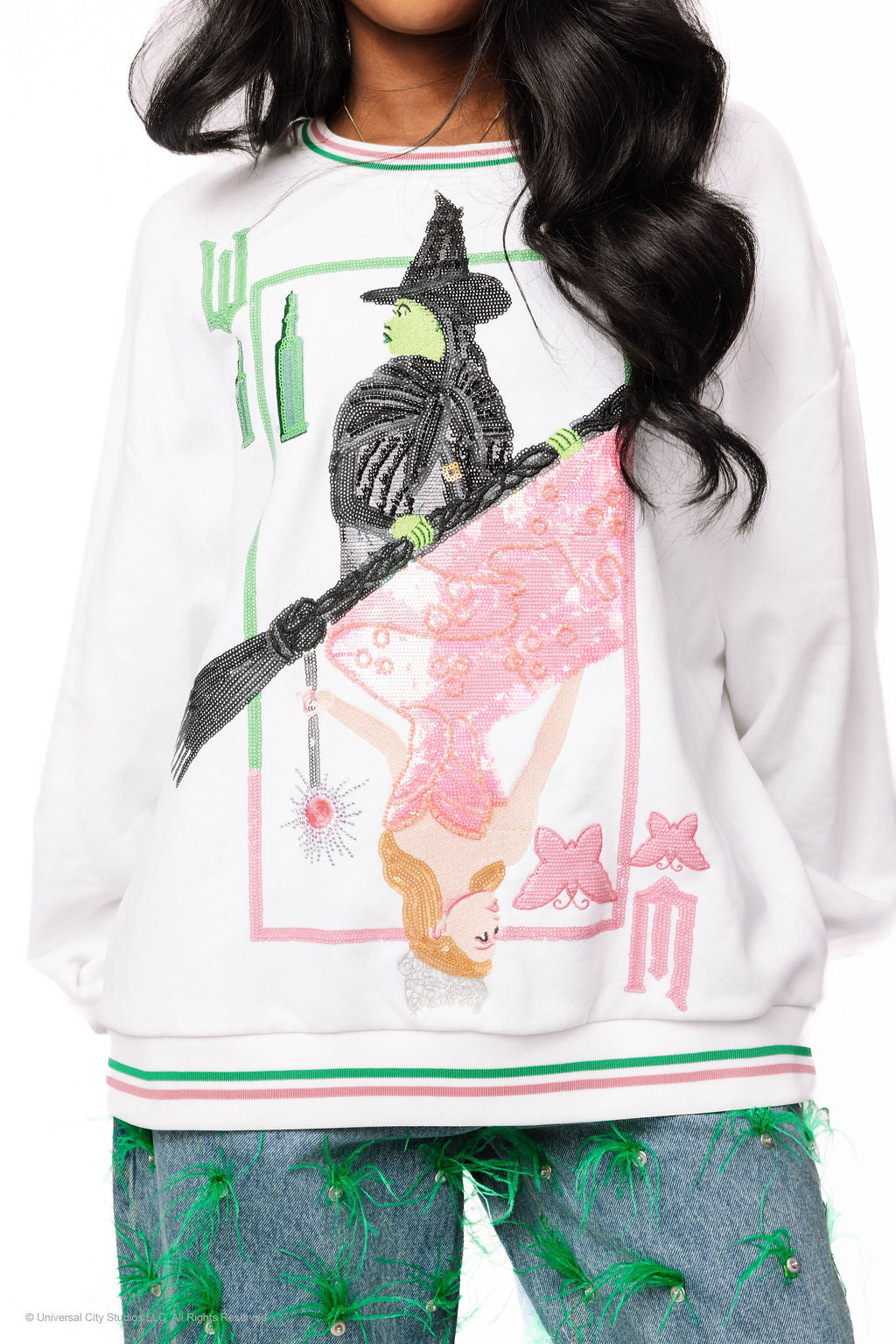 Queen of Sparkles X Wicked Licensed Elphaba & Glinda Card Sweatshirt