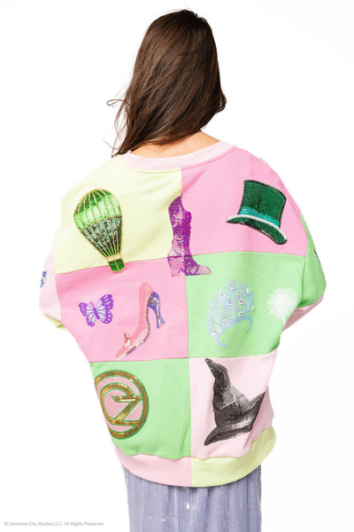 Queen of Sparkles X Wicked Licensed Lavender, Pink & Green Checkered Wicked Icon Sweatshirt