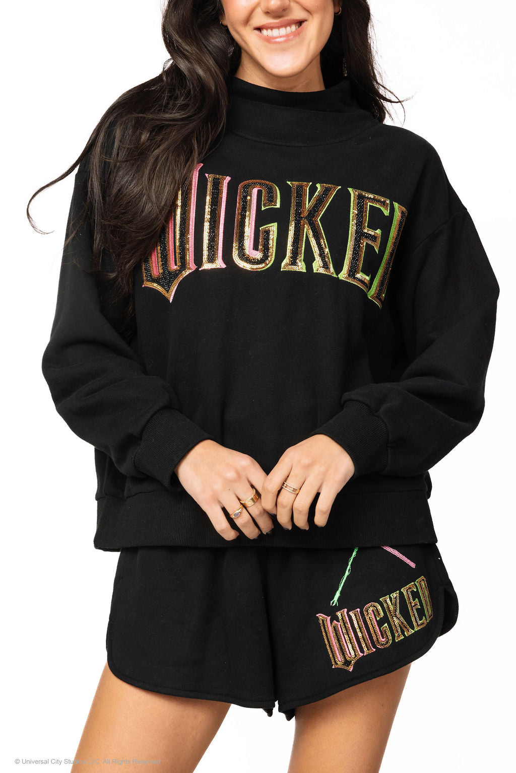 Queen of Sparkles X Wicked Licensed Black "Wicked" Logo Sweatshirt