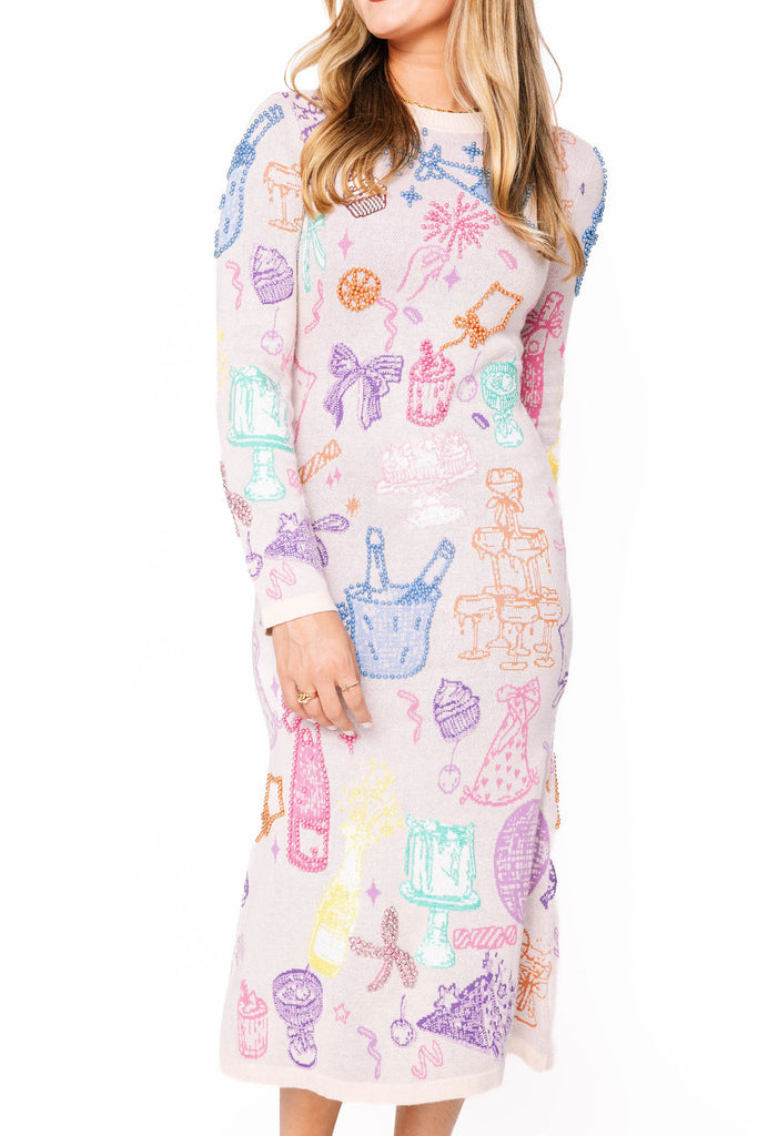 Queen of Sparkles - Light Pink Birthday Icon Knit Dress Small
