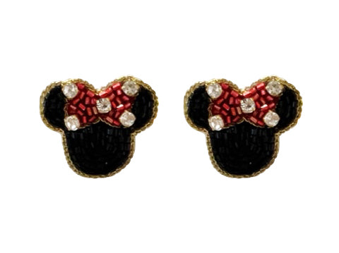 Mini Mouse Ears Stud Earrings - Red