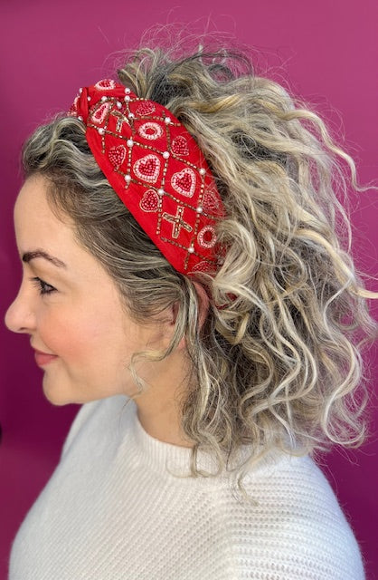 Valentine Headband Knot - Red XOXO