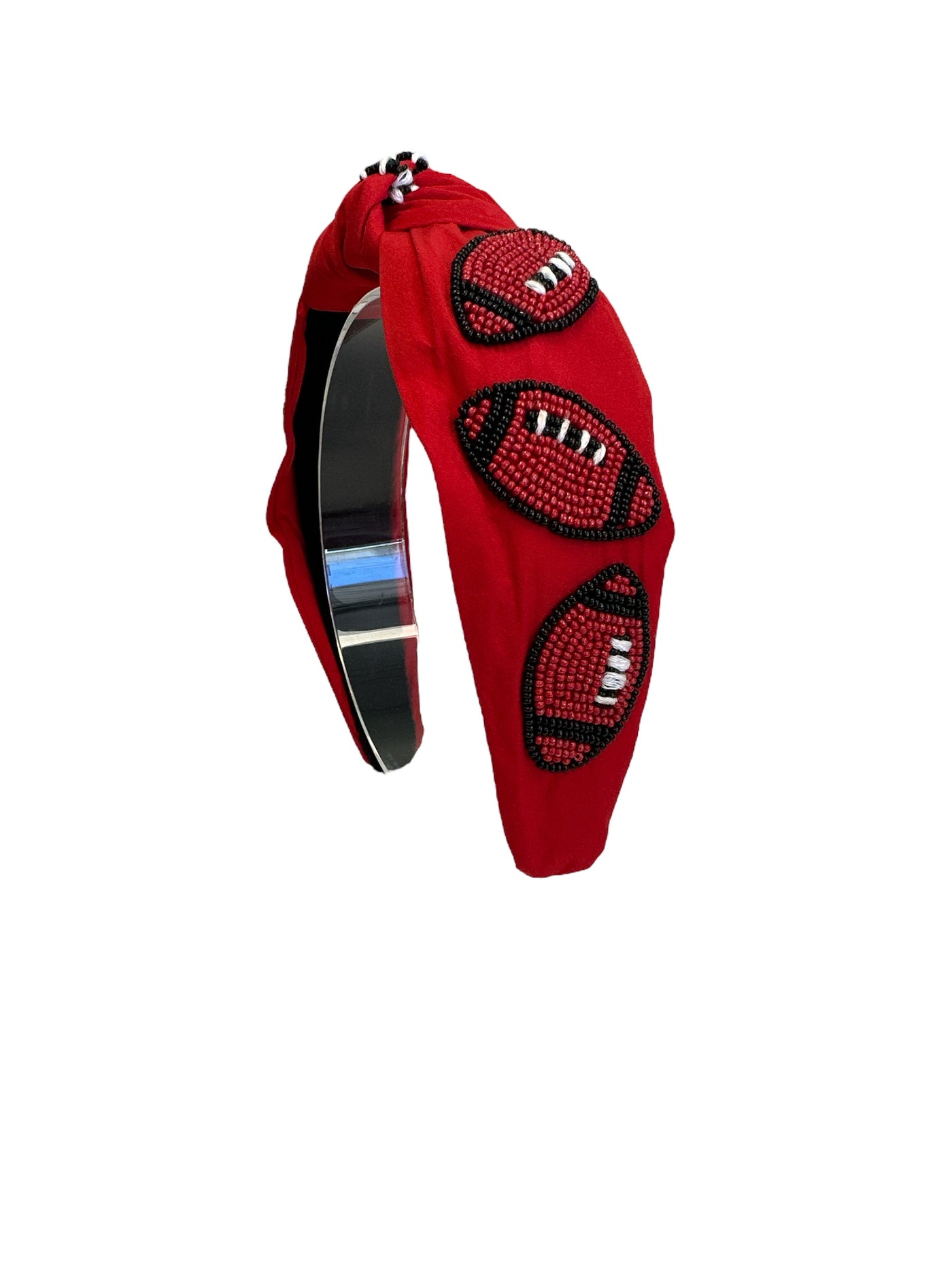 Headband Knot -Football - Red and Black