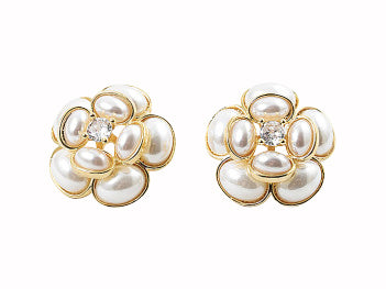 Floral Pearl Stud Earrings