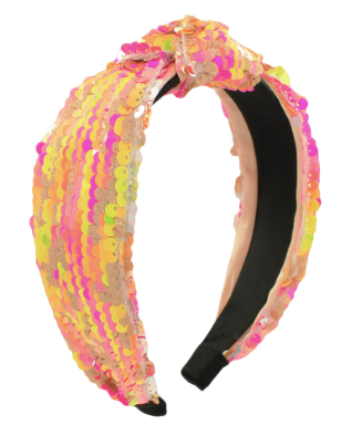 Sequin Knot Headband - Neon Multi