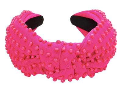 Headband Knot - Pink with Pink Beads