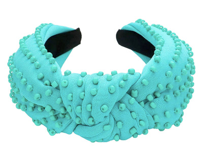 Headband Knot - Mint with Mint Beads