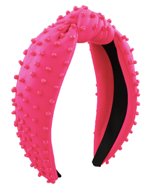 Headband Knot - Pink with Pink Beads