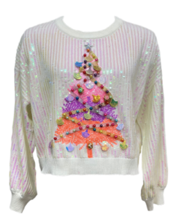 Queen of Sparkles - White Full Sequin Rainbow Christmas