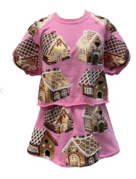 Queen of Sparkles - Gingerbread House Sweater Top