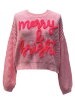 Queen of Sparkles - Neon Pink Merry and Bright Sweater