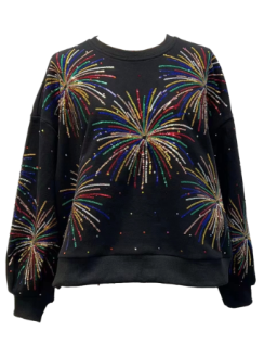 Queen of Sparkles - Firework Sweatshirt - Black