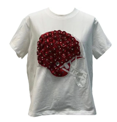Queen of Sparkles - Flower Helmet Tee - Red