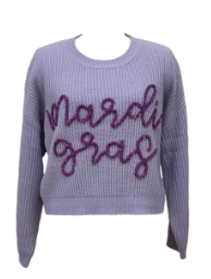 Queen of Sparkles - Mardi Gras Script Sweater