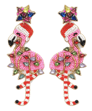 Christmas Flamingo with Lights Earrings