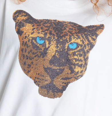 Sequin Jaguar Face Sweatshirt - White