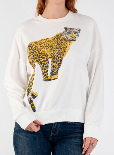 Sequin Jaguar Sweatshirt - White