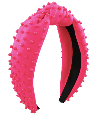 Headband Knot - Pink with Pink Beads