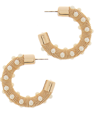 Stationed Pearl & Raffia Hoops