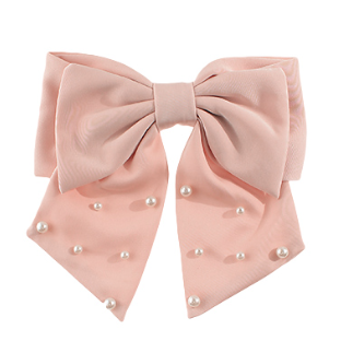 Bow - Silk - Pink with Pearls