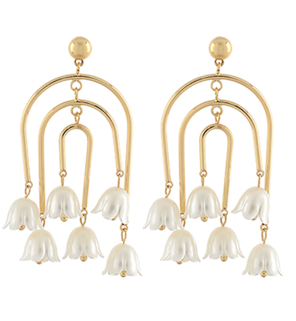 Dangle Pearl Flower Drop Earrings