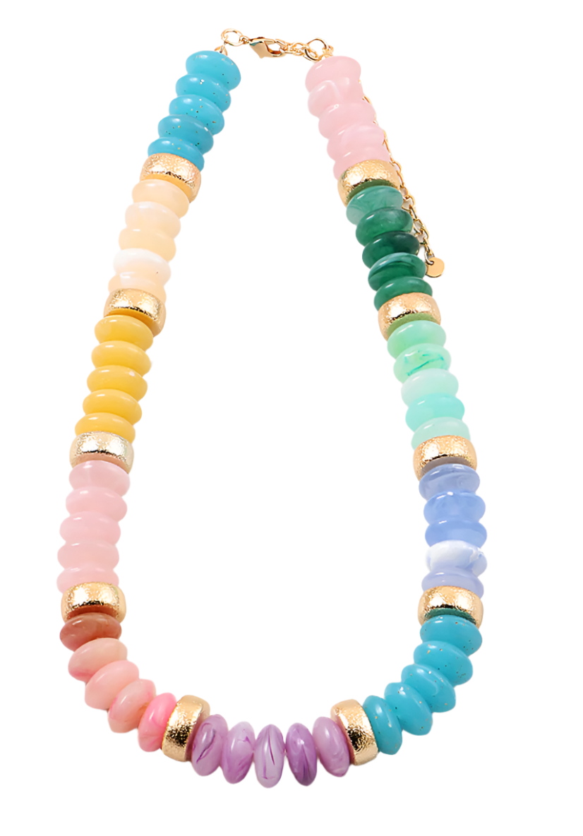 Beaded Necklace - Medium Bead - Pastel Multi