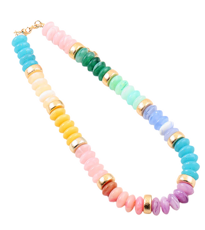 Beaded Necklace - Medium Bead - Pastel Multi
